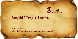 Bogdány Albert névjegykártya